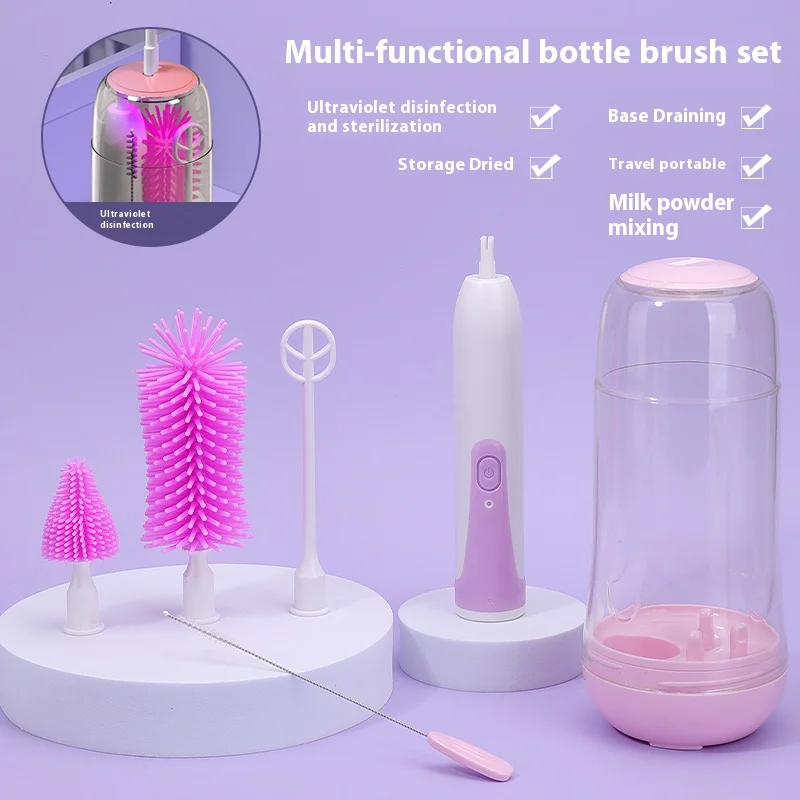 New Electric Bottle Brush Cleaner, Rechargeable Electric Baby Bottle Brush for Travel, Waterproof Electric Bottle Cleaner Set