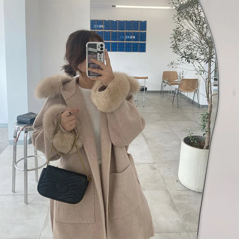 Winter new collar medium length women chinchilla coat faux fur