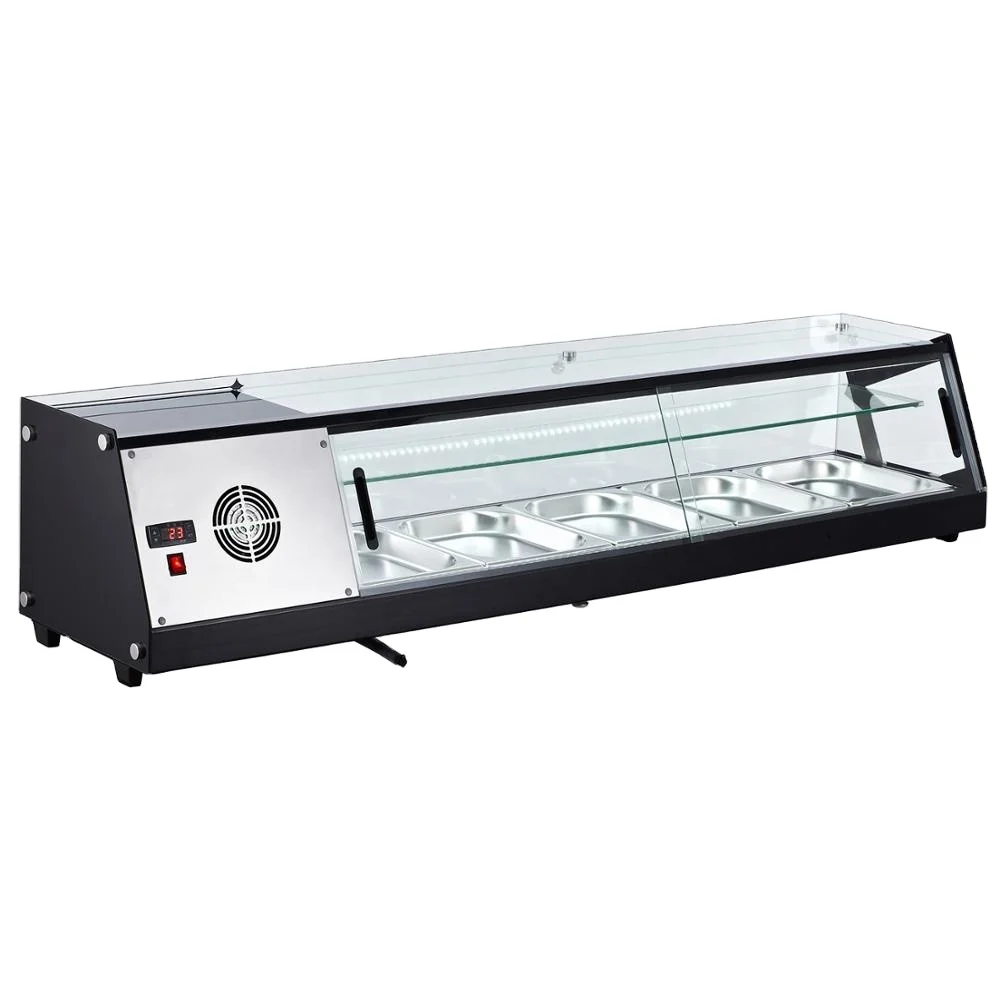 Single Layer Supermarket Cold Display Counter Display Cooler Top Sushi Showcase Refrigerator for Sale Ce