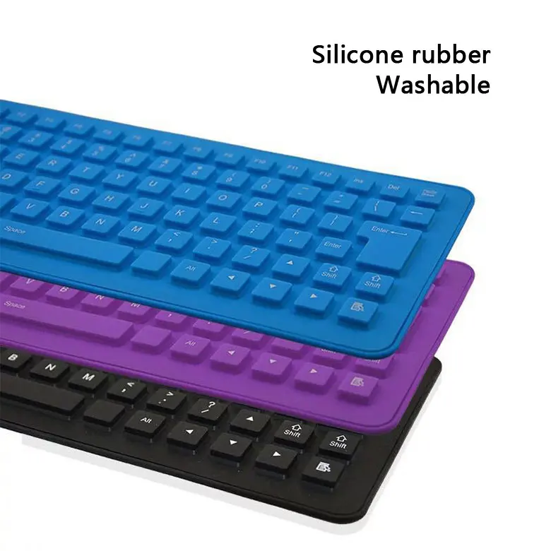 Jertech Factory High Quality Oem 85 keys Usb Wired Waterproof soft silica gel Silicone Rubber Flexible folding keyboard foldable