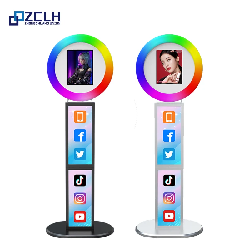 Фотобудка для планшета ZCLH, 10,2/10,5/12,5/12,9 дюймов, напольная подставка с логотипом и подсветкой RGB для праздничного оборудования