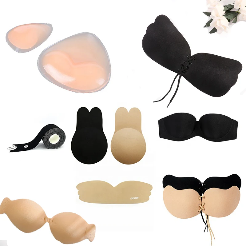 
Dropshipping Underwear accessory Push Up Backless Nipple Cover Adhesive silicon bra Nude Boob Tape soutien gorge strapless bra 