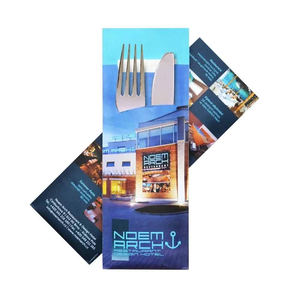 Customised Printed Eco Packaging paper cutlery bags for restaurant Cutlery Sleeves for Restaurant Chopsticks Spoon Knife and For