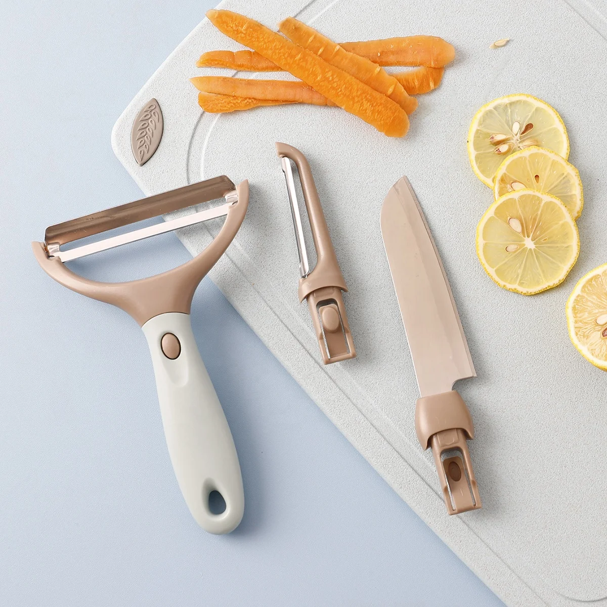 Multifunction household small portable 3 in 1 detachable fruit vegetable kitchen knife peeler set