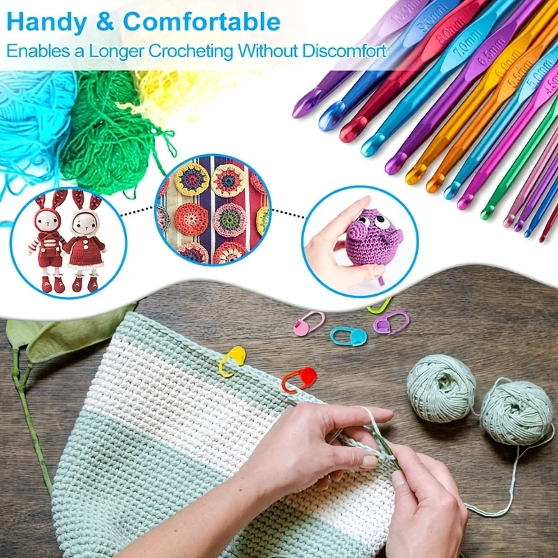 14pcs/set Color Alumina Single Head Crochet DIY Knitting Tool Crochet Set Crochet Sweater Needle
