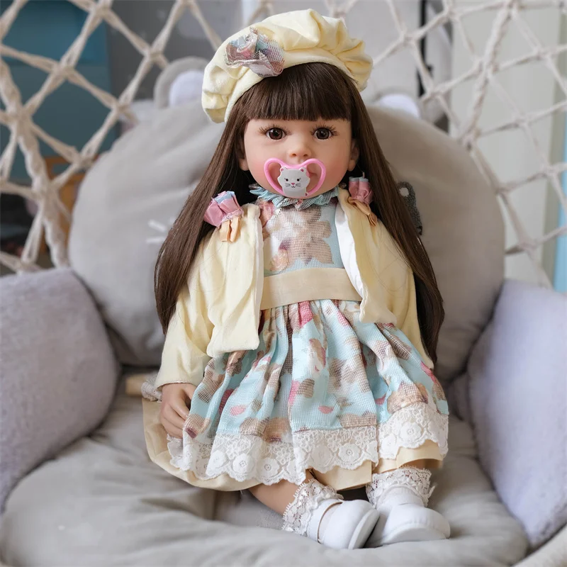 Fashion Toddler Princess 24 Inch Toys Cloth Body Silicone Vinyl Reborn Baby Dolls For Kids Gifts