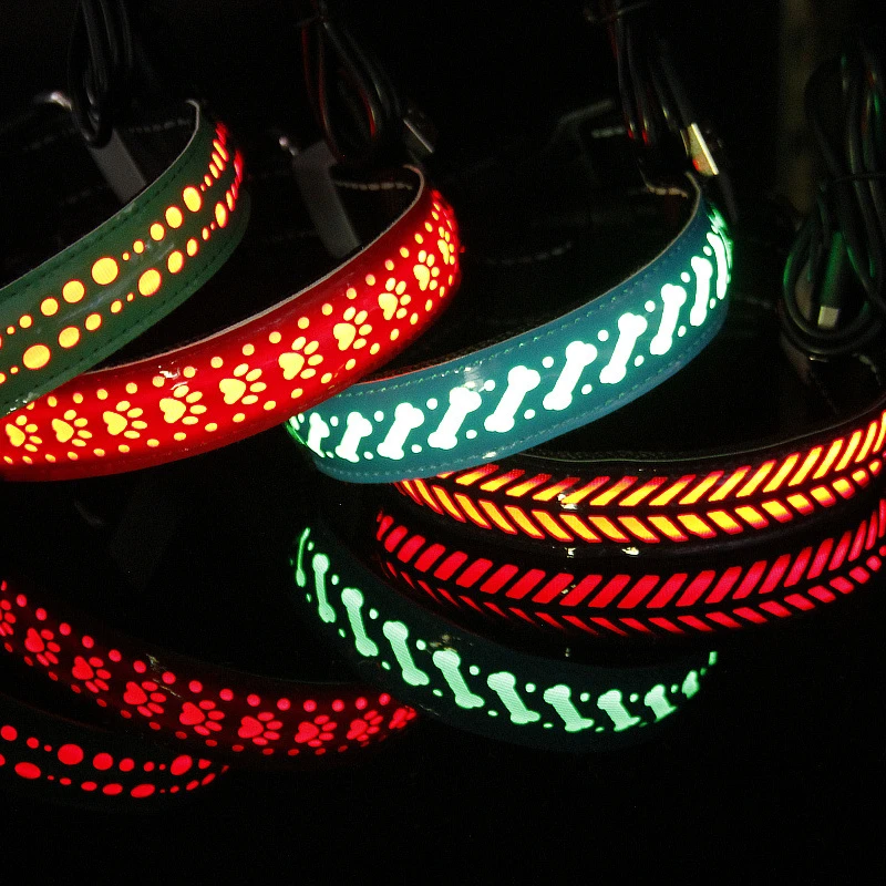 Wholesale USB Rechargeable Pet Safety Night Walking Lights Dog Collar LED Lights Glow LED Dog Collar