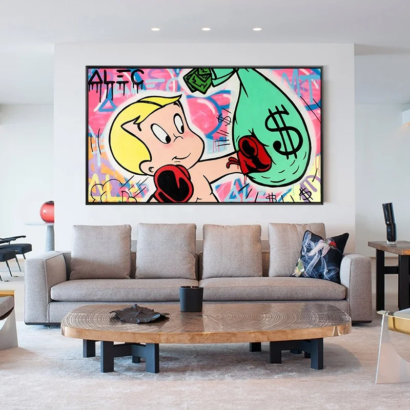 Alec Monopoly Oil Painting on Canvas hand painted Pop art paintings money art pictures Graffiti art Wall Decor design