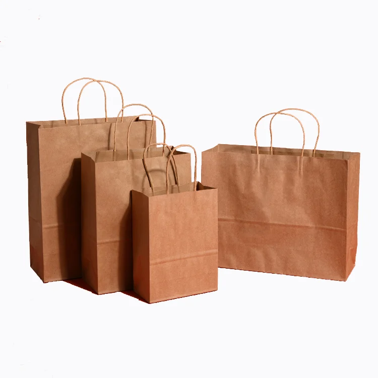 Recycled customized design kraft baking packaging toast bread paper bag for bakery cake food take away milk tea coffee