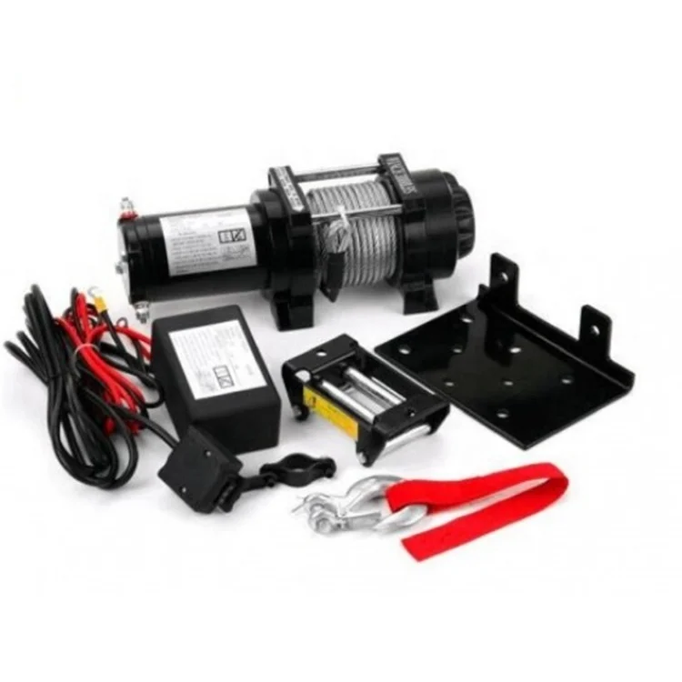 2000lb 12V ATV/UTV Electric Winch, Off-Road Waterproof Steel Cable Winch for ATV UTV Towing Trailer Winch