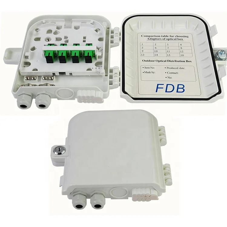 FTTH ODP/ODB/FDB/NAP Optical Distribution Box ABS SC FC Fiber Optik Box 16 8 Core 16c 1:8 White 2 in 8 Out Black or White or OEM