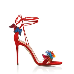 Сандалии женские на тонком каблуке, босоножки в римском стиле, на шнуровке, с ремешком и застежкой-бабочкой, лето 2020