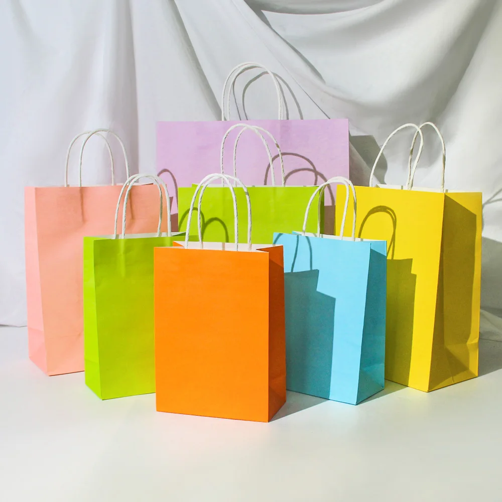 Wholesale Brown Kraft Paper Bag Accept Custom Printing Stock Gift Bag Fast Food Take Away Twisted Handle Shopping Bag