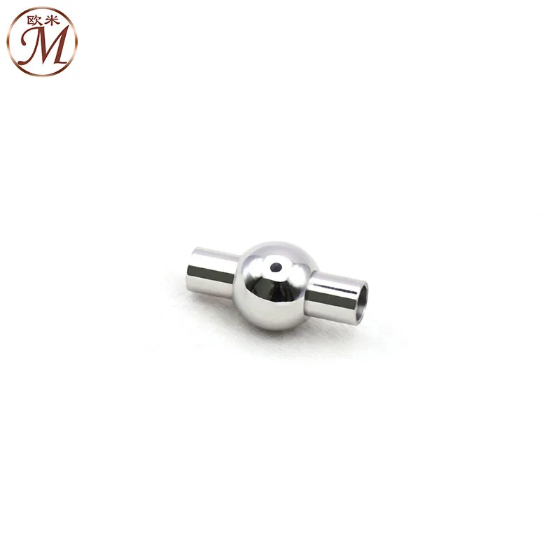 wholesale 3/4/5/6mm ball shape stainless steel leather cord end cap clasp and leather bracelets connector