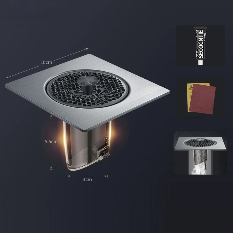 DL-07 304 SS Anti-Odor Floor Drain Strainer bathroom sink Strainer Sewer Stopper Drainer Hair Catcher square floor drain