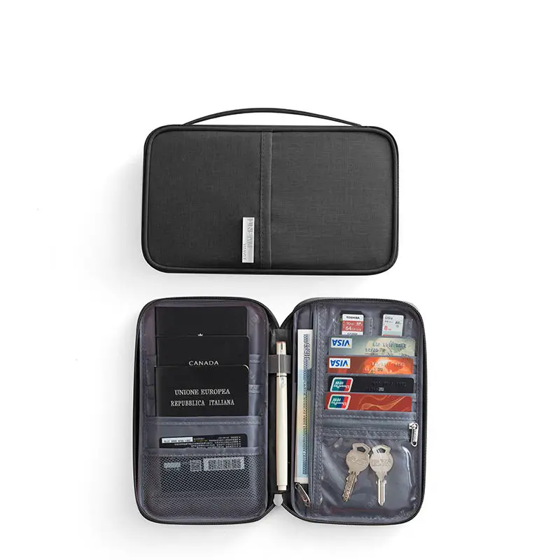 Multifunctional Family Travel Passport Holder With Hand Strap Credit Card Passport Wallet