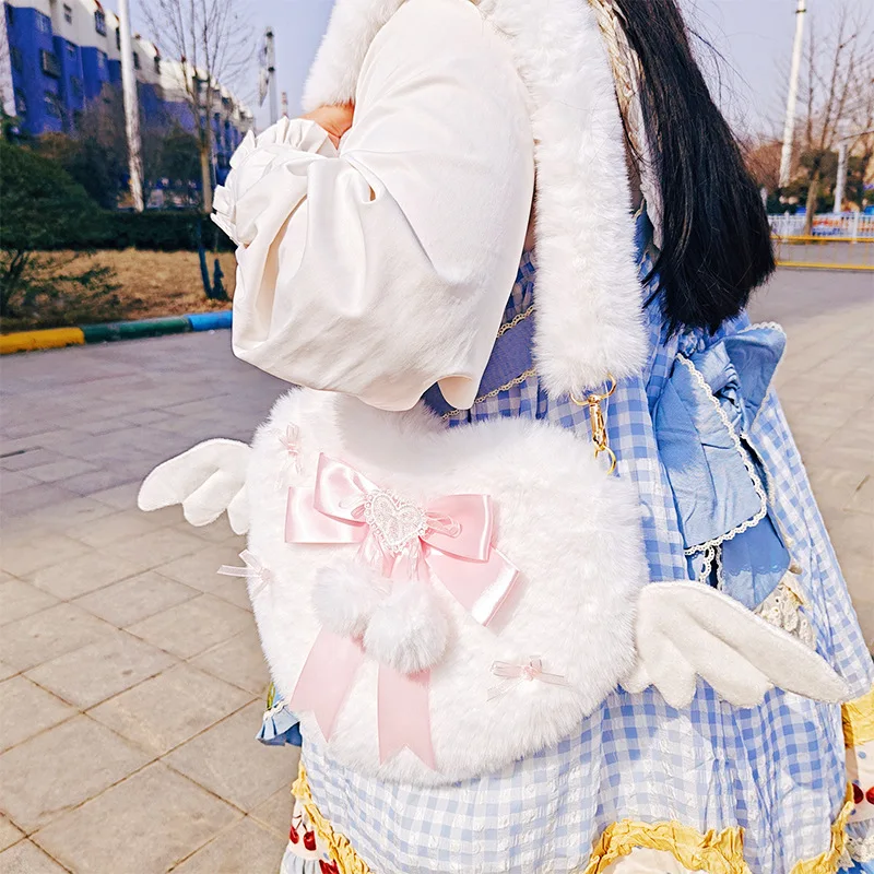 Quadratic Element Cute Girl Cartoon Love Style Shoulder Bag Zipper Closure Fashionable Pain Devil Angel Exhibition Design Gift