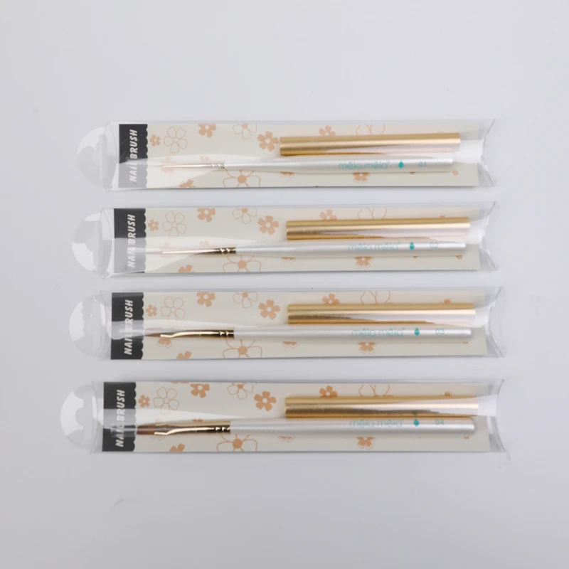 Nail painting brushes Nylon metal handle Silicone Art Dotting Nail Brush Set Painting UV Gel liner nail Brush