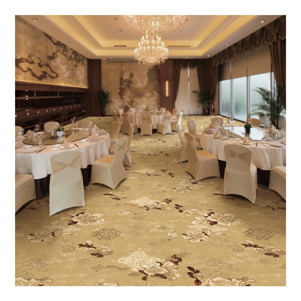 Custom Oriental Flower Axminster Carpet Luxury Wool Tufted Traditional Broadloom Tapis Roll Wholesale For Hotel Hall Dining Room