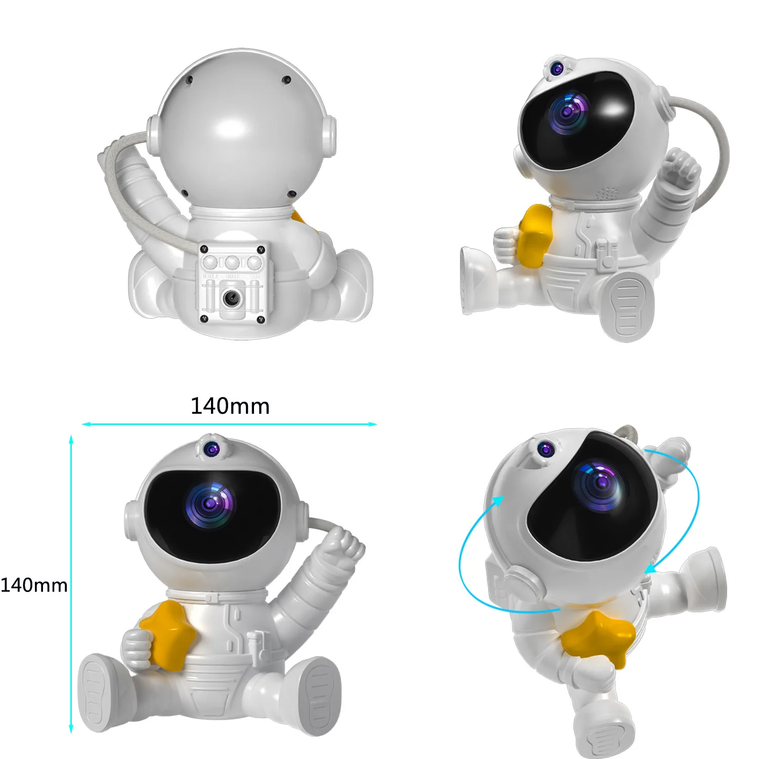Hot Modern 3D Astronaut LED Night Light Indoor Smart Home Projector with USB Power Remote Control DIY Features White Shade