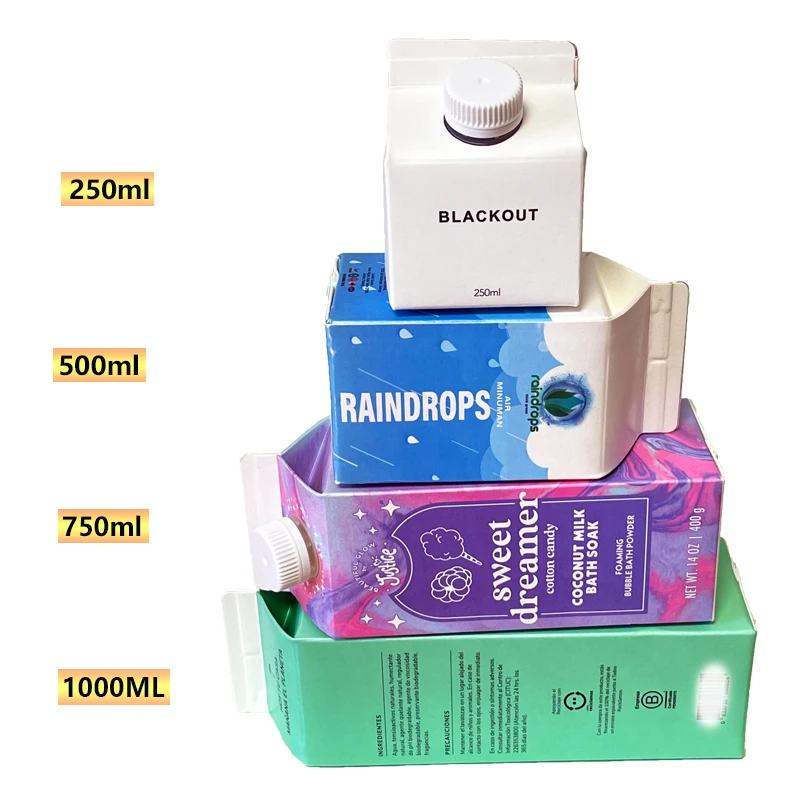Custom Logo Desgin 330ml 500ml Aseptic liquid Juice Gable Top Carton Milk Pack Paper Box Packaging
