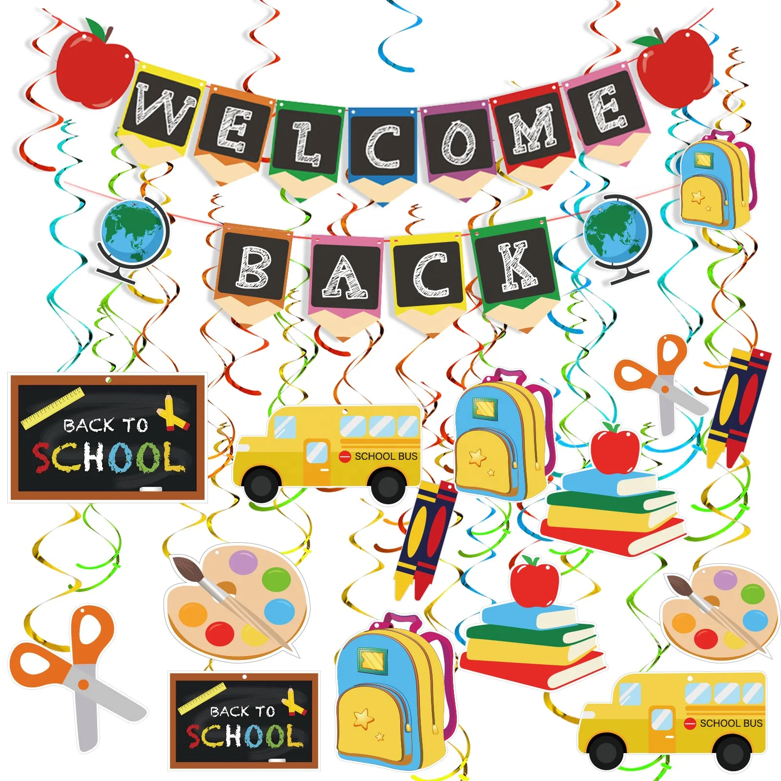 Back to School Decorations Hanging Swirls Party Decorations Classroom First Day of School Decorations Classroom Party Supplies