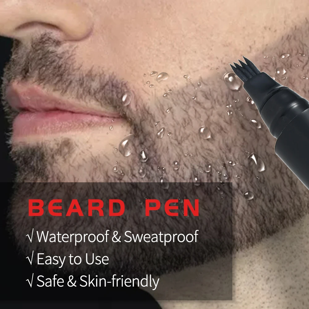 High Quality Waterproof Proof Long Lasting Natural Finish Barber Pencil and Brush Kit Male Mustache Repair Beard Filling Pen