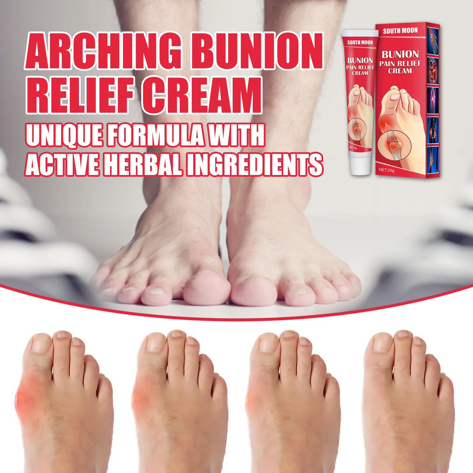 South Moon 20g Bunion Pain Relief Ointment Joint Toe Pain Cream Bunion Gout Pain Relief Stiffness Inflammation Treatment