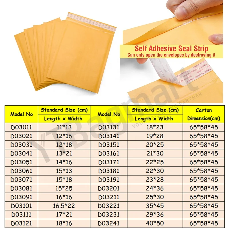 
Factory Quality Air Padded Envelope Bubble Mailing Bag Custom Poly Kraft Bubble Mailer 