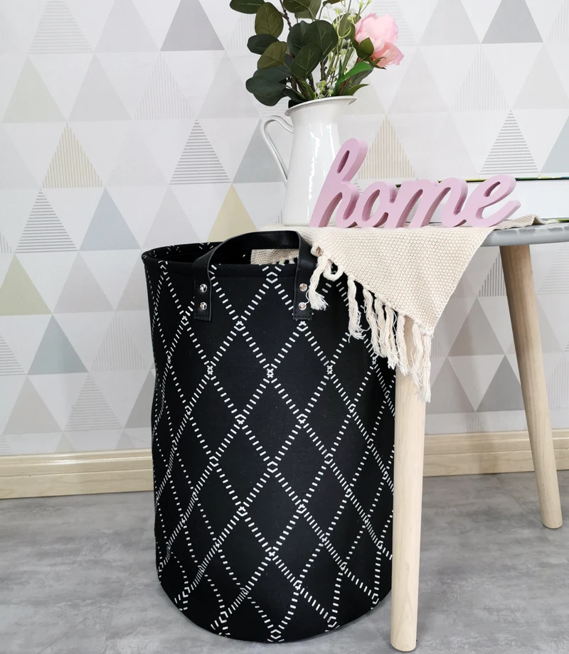 Custom wholesale fabric laundry basket home toy storage basket set hamper with handle