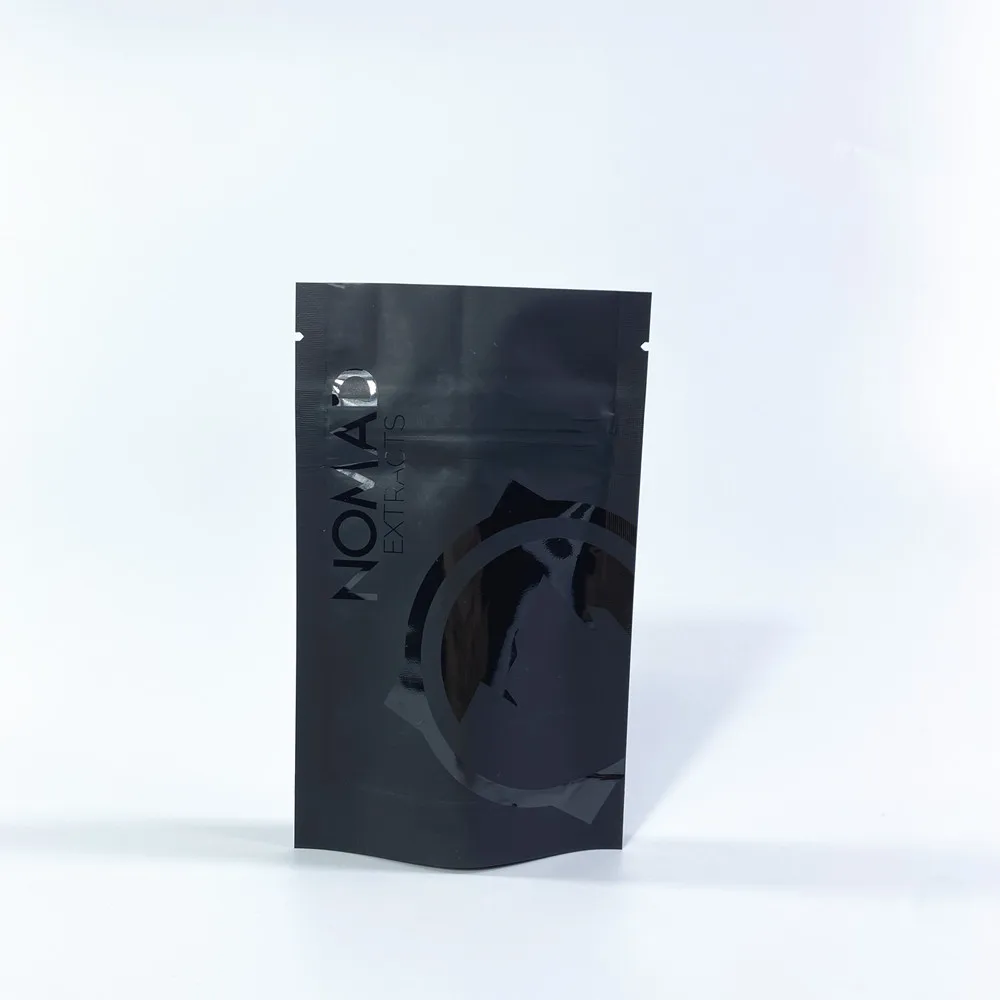 Custom ECO Friendly Matte Glossy Black Plastic Zipper Resistant Packaging Packs 3.5g Childproof Mylar Smell Proof Pouch Bags
