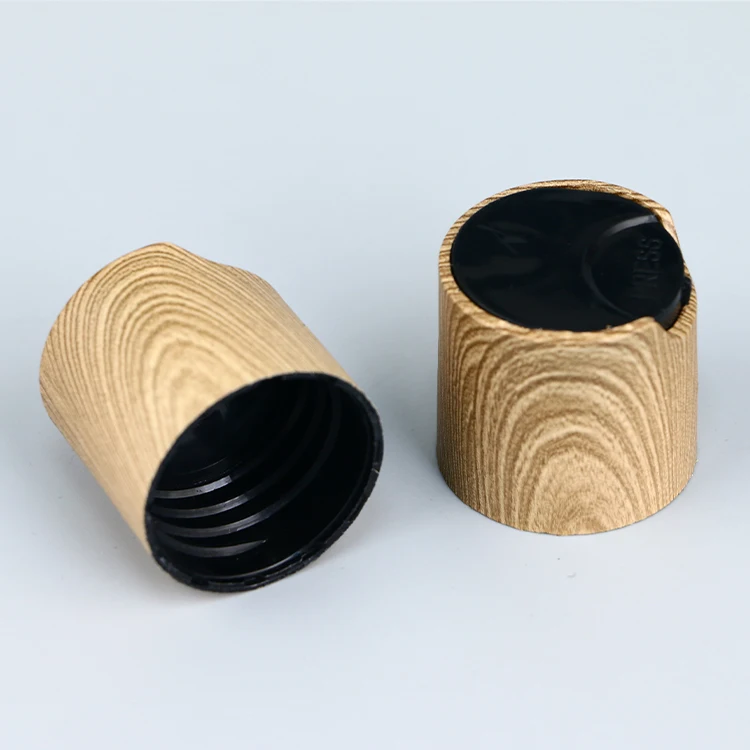 28/410 Plastic Wooden Pattern Dispenser Disk Top Cap For Cosmetic Bottle