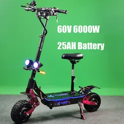 For Sale 60V E Scooter 5600W 6000W 150Kg Load Trotinette Slectrique Waterproof 11 Inch With Suspension