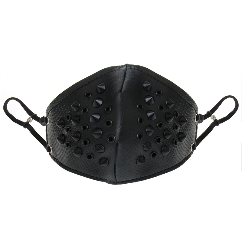 
Free Sample Cool Punk Leopard Personalized Rivet Dust-Proof Outdoor Motorcycle Leather Face Cover High Quality 