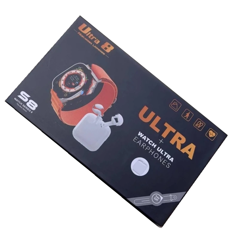 S8 Ultra Smart Watch Series 8 Phone Call Reloj Inteligente Waterproof Smartwatch Ultra8 with Headphones Headsets Earbuds 2 in 1