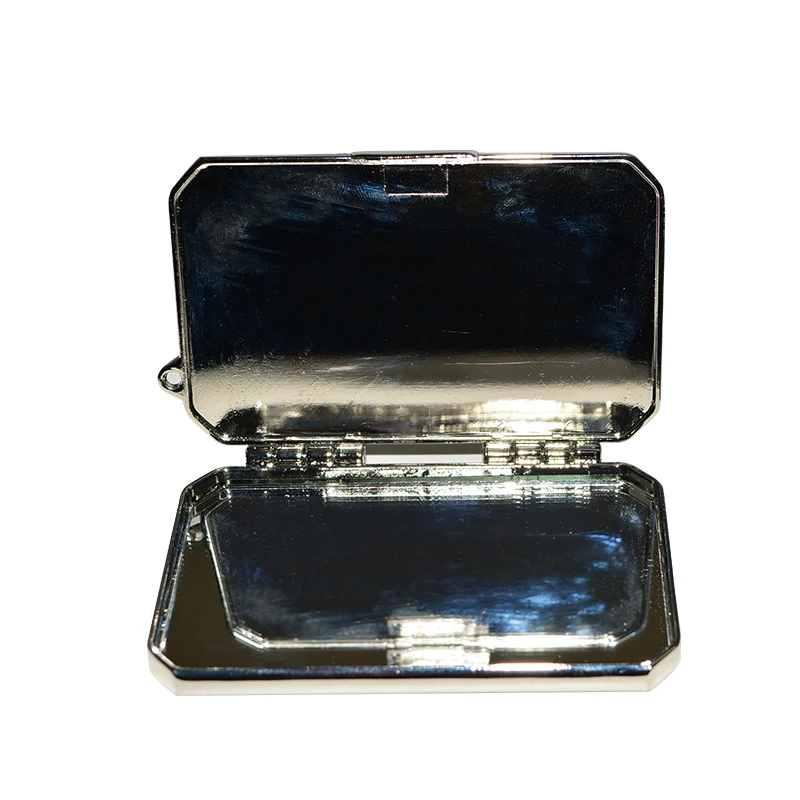 Custom Logo Mini Business Card Compact One Side Folding Mirror Makeup Stainless Steel Pocket Portable Mirror