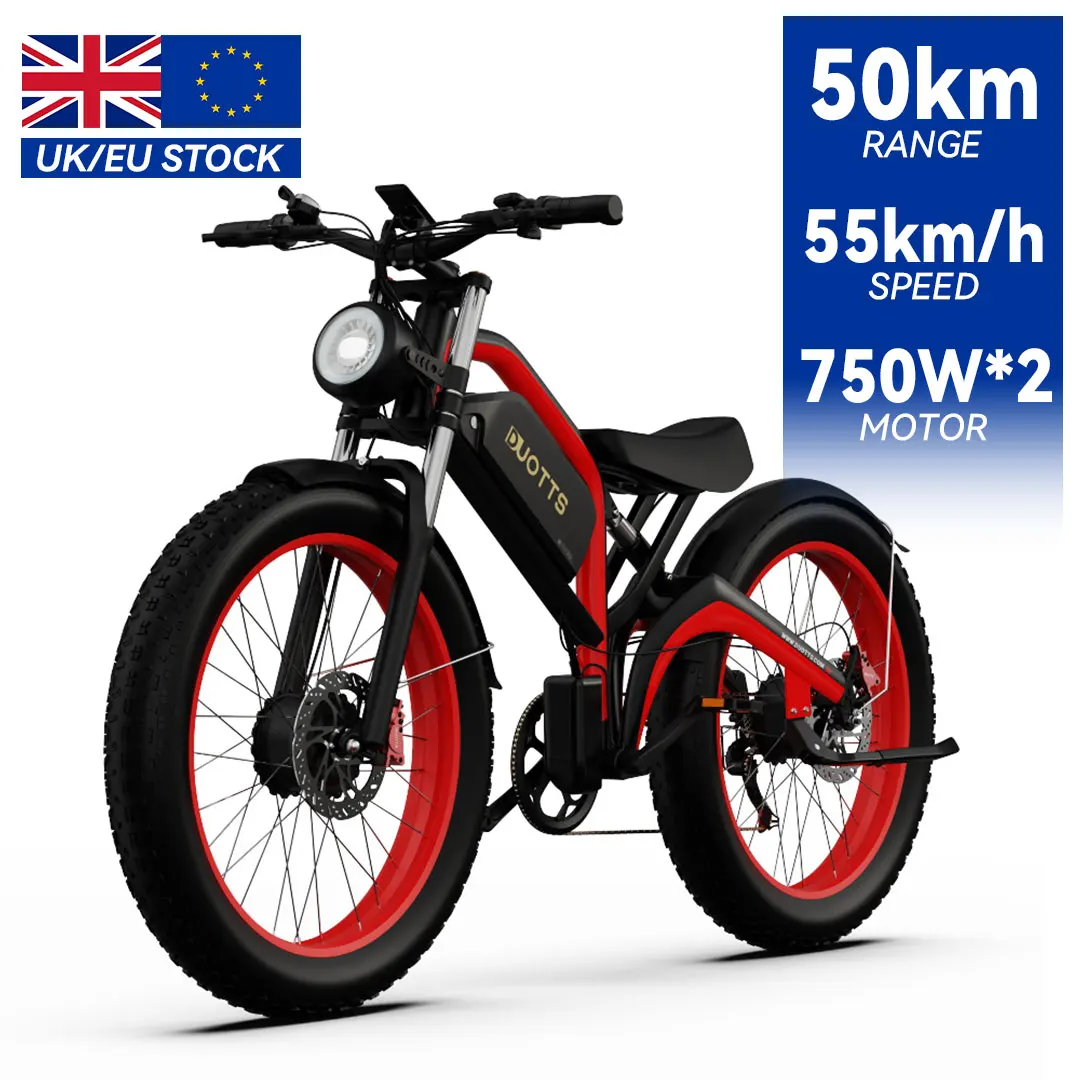 DUOTTS N26 Electric Bike 48V 20AH 750W*2 Dual Motors 26 Inch Fat Tire Electric Bikes Adults Shimano 7 Speed Speed Up to 55km/h