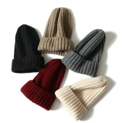 2023 Professional Manufacturer Custom Ski Knitted Hats Autumn Winter Wool Cashmere Rib Beanie