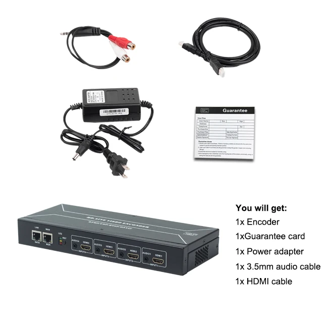 
Haiwei U525L 4 Channels hevc hdmi to ip audio video encoder h265 dual ethernet TS over ip output iptv streaming encode 