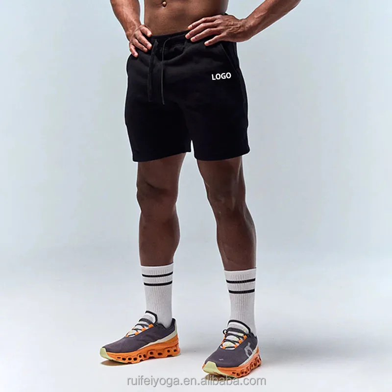 Sustainable Organic Cotton Shorts Custom Summer Casual Breathable Men Fitness Sport Running Shorts Gym Sweat Cotton Shorts