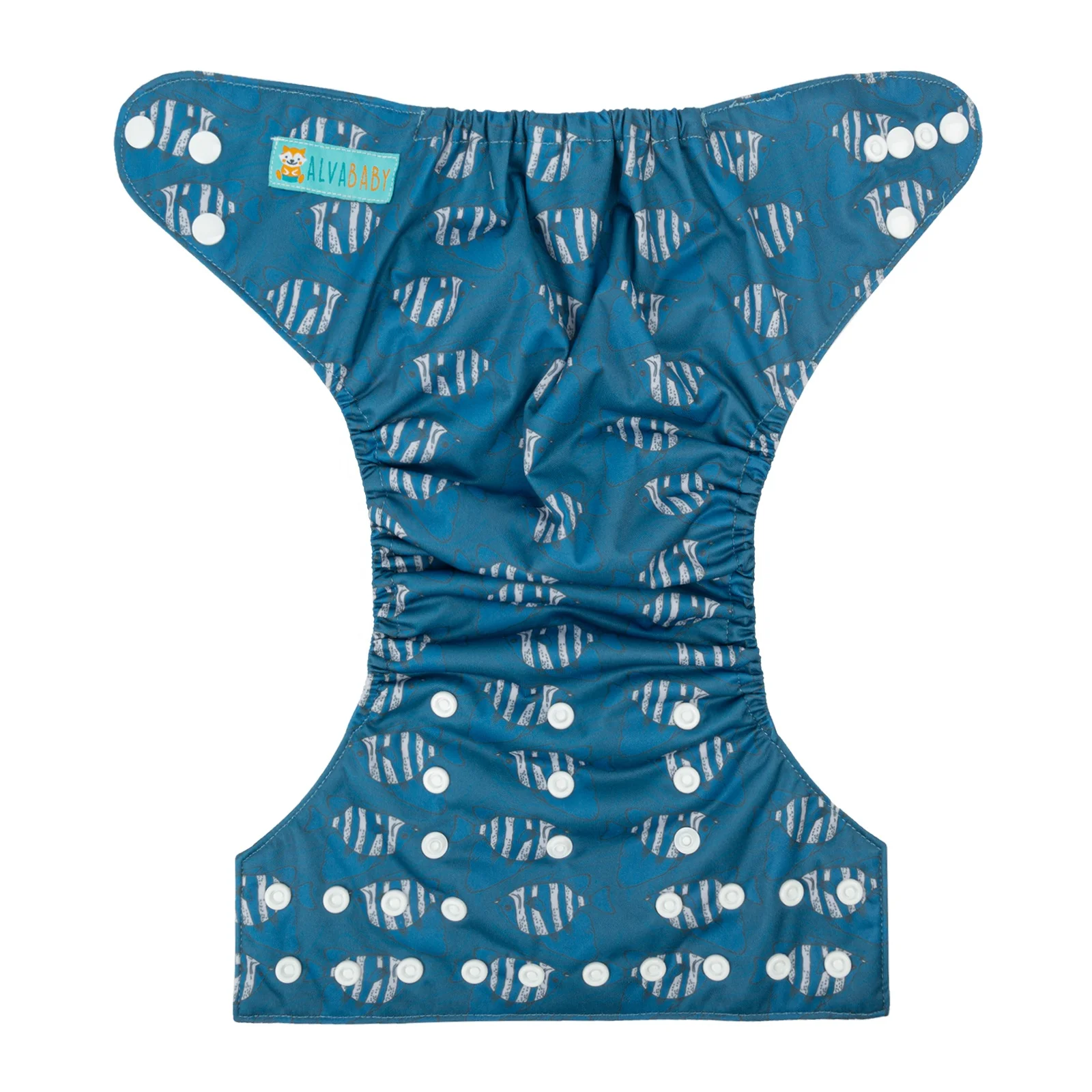 ALVABABY Fishes Design Limited Edition Printed Baby Cloth Nappy