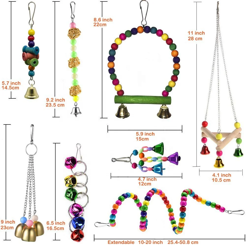  Качели для птиц набор игрушек попугаев игрушки клетка домашних животных подвесной колокольчик красочный чокер гамак