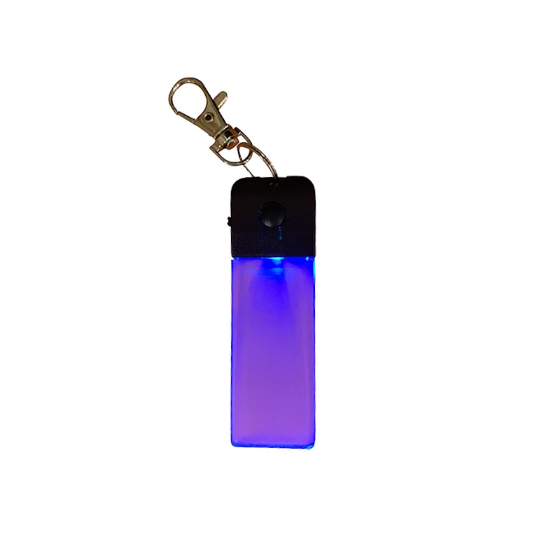 Wholesale 3D Laser Engraving Square LED Light Holder Mini Colorful LED Keyring Metal ABS Acrylic