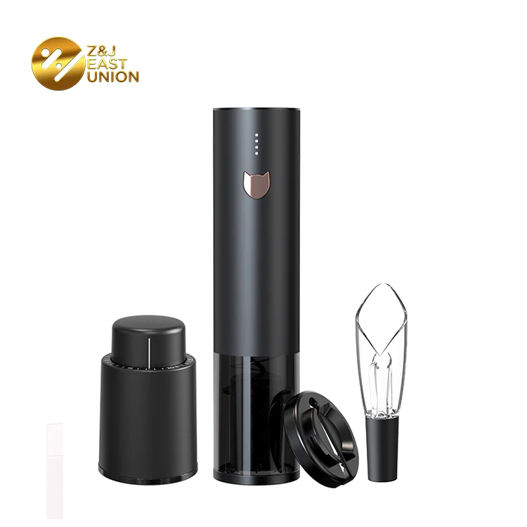 Black Gold Packaging Electric Wine Opener Set  with Electric Bottle Opener and Aerator