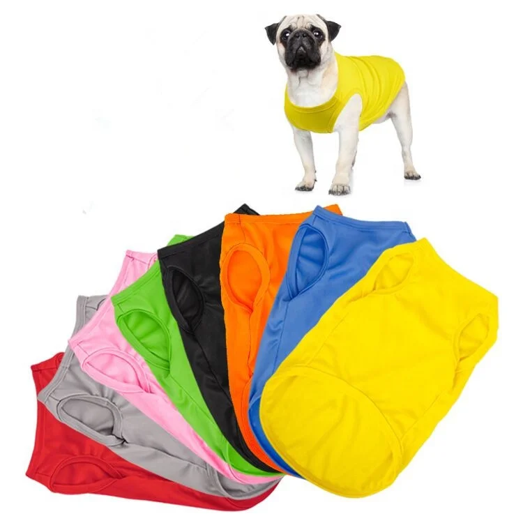 Basic style Pet Summer Clothes Cotton Colorful Plain Dog Shirt Dog Vest
