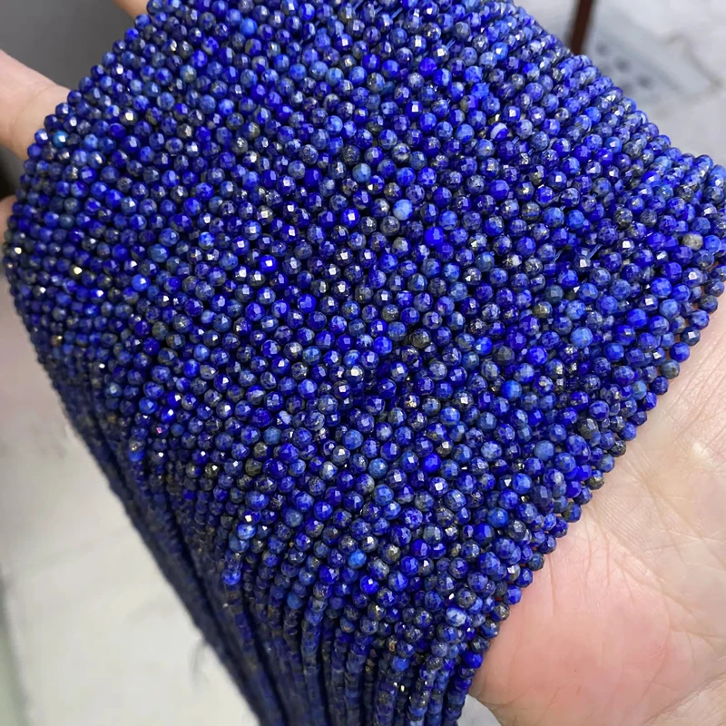 2mm 3mm 4mm Natural Grade 3A Round Brilliant Cut Shiny Lapis Lazuli Beads Natural Lapis Lazuli Faceted Loose Beads