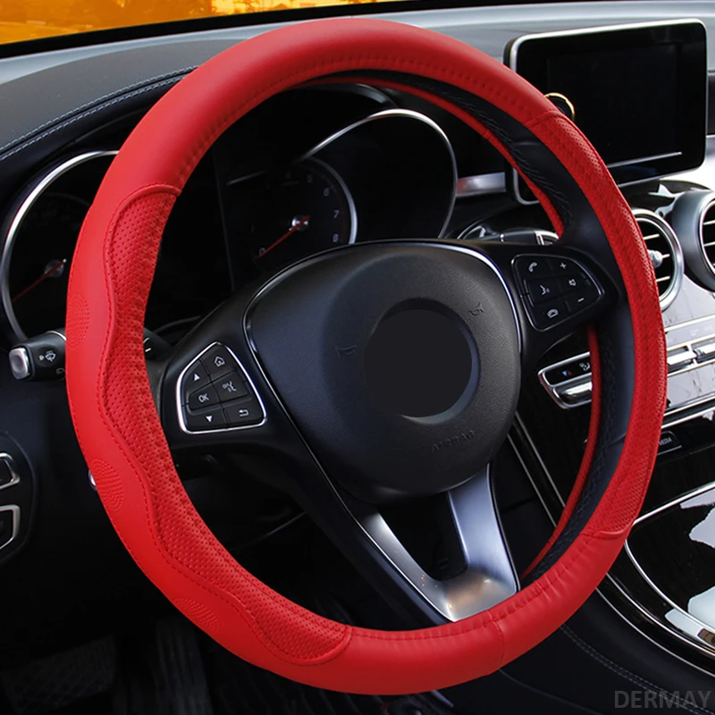 High Quality Environmental Pvc Leather Universal Car Steering Wheel Cover Universal Volant Braid on the Steering-wheel Fashion