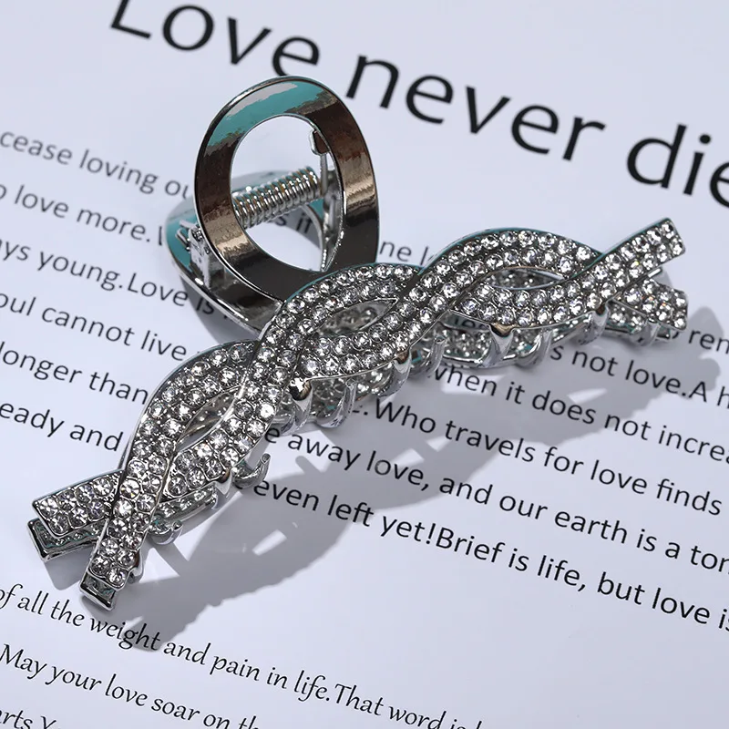 CYX670 Fashion Simple New Hair Accessories Ins Gold Plated Crystal Rhinestone Metal Pearl Shark Large Hair Claw