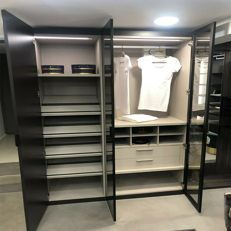 Transparent Glass Door Multilayer Furniture Display Closet Organizer Wardrobe