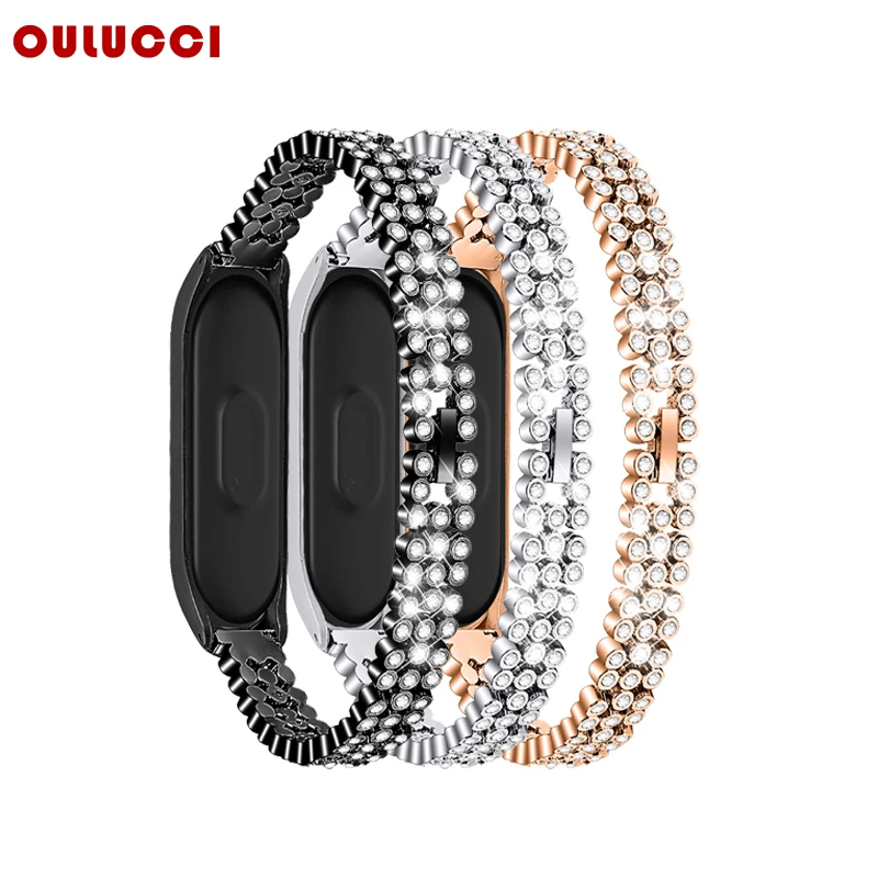 OULUCCI 2019 Elegant stainless steel watch bands stainless steel Band For Xiaomi Mi Band 4 3 Metal Watch Strap